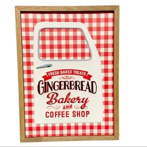 Farmhouse Red & White Wood Sign Fresh Baked Treats Gingerbread Bakery